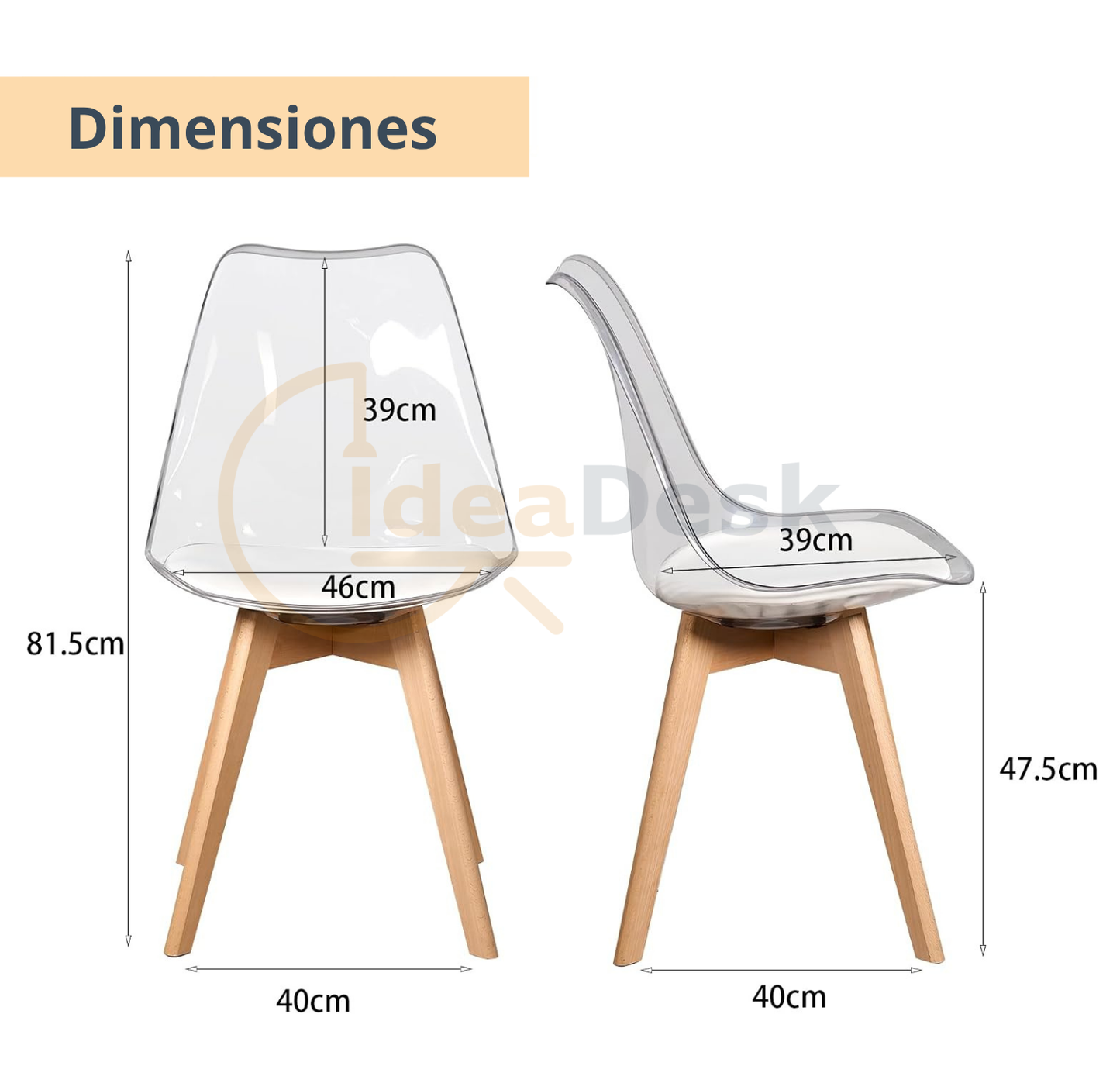 SILLA TORONTO TRANSPARENTE TAPIZADA