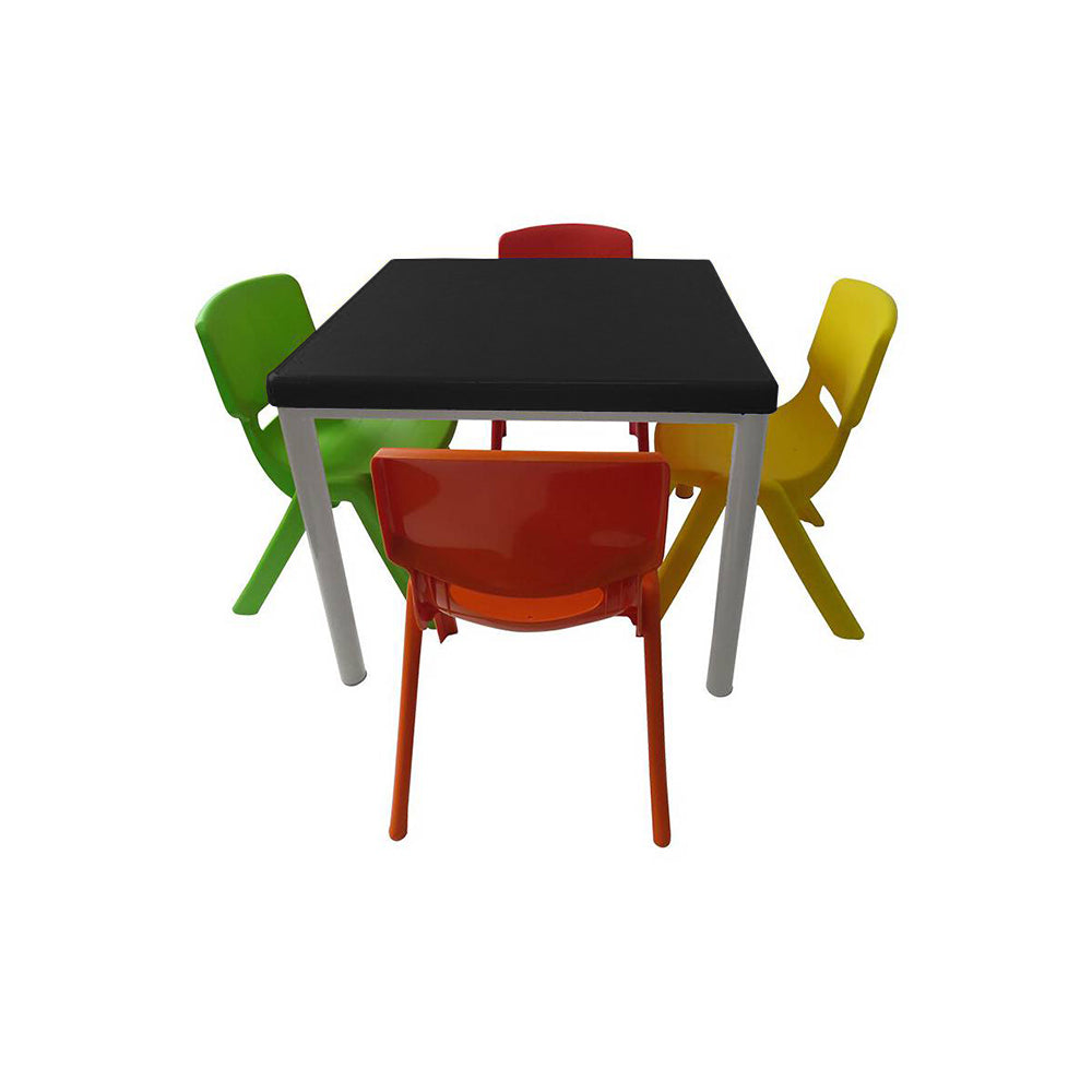 Mesa kids Magic Negra + 4 sillas magic multicolor