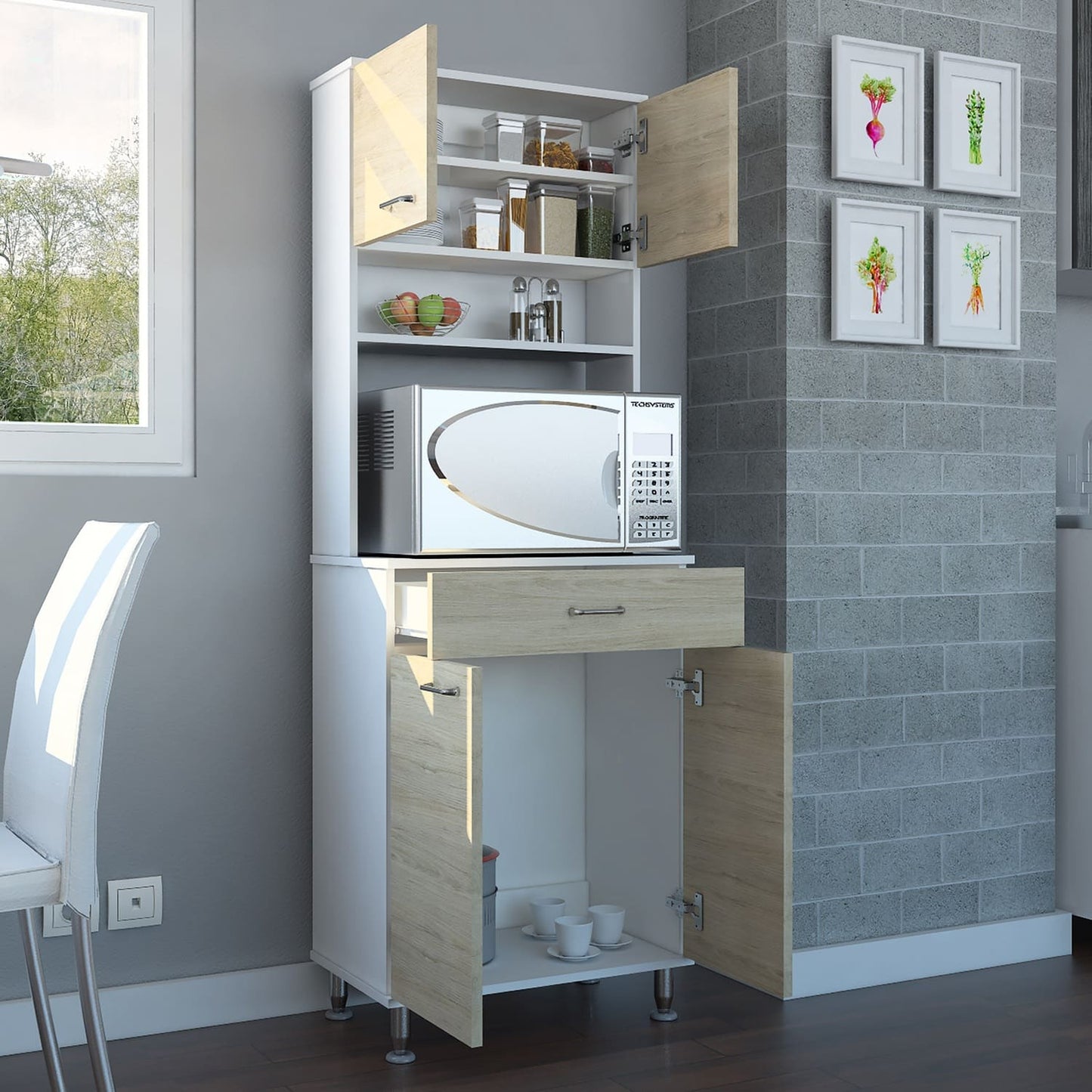 Alacena Cook Prestige Blanco - Roble Europeo