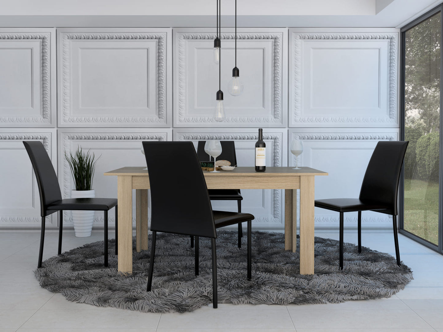 Comedor Amalfi Prestige 160 Roble Europeo + 4 sillas