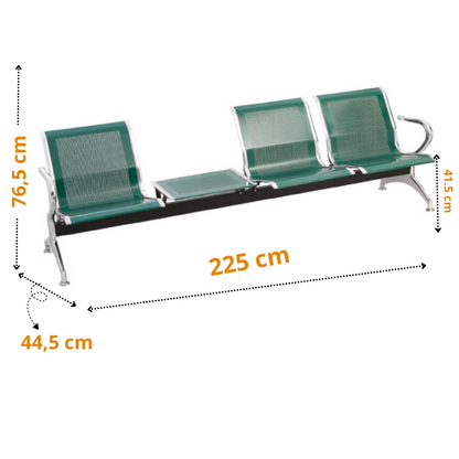 Silla Tandem 3X1 Mesa Cromado
