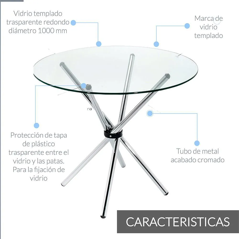 MESA TRENZA VIDRIO