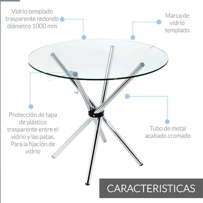 MESA TRENZA VIDRIO