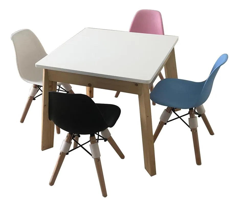 MESA INFANTIL CUADRADA BLANCA