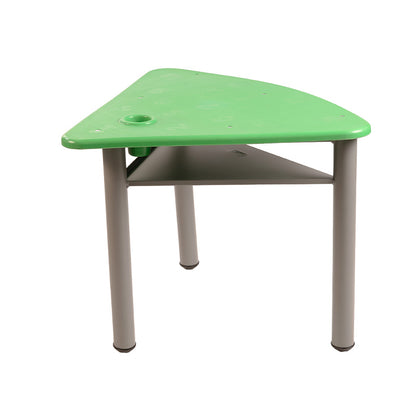 Pupitre escolar triangular con portalibros