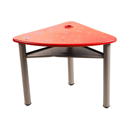 Pupitre escolar triangular con portalibros