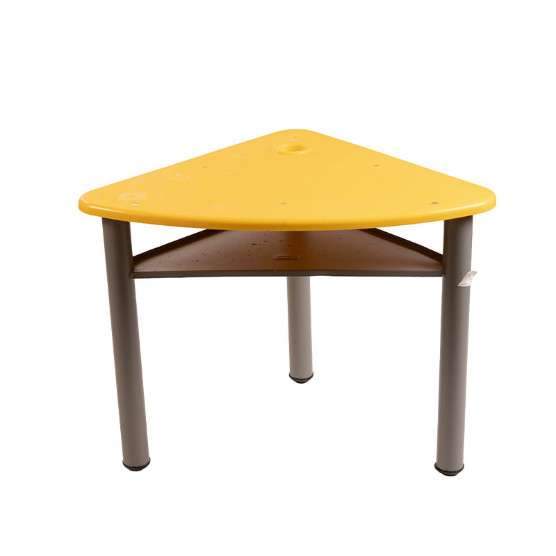 Pupitre escolar triangular con portalibros
