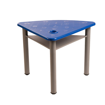 Pupitre escolar triangular con portalibros