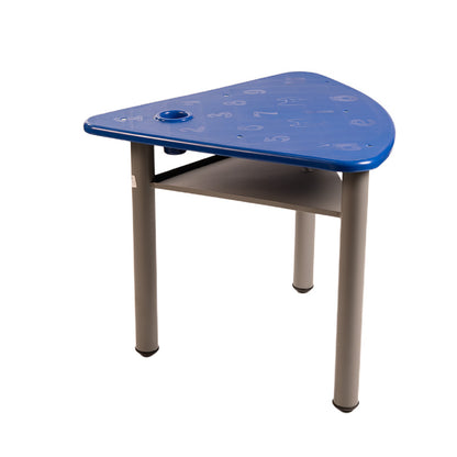 Pupitre escolar triangular con portalibros