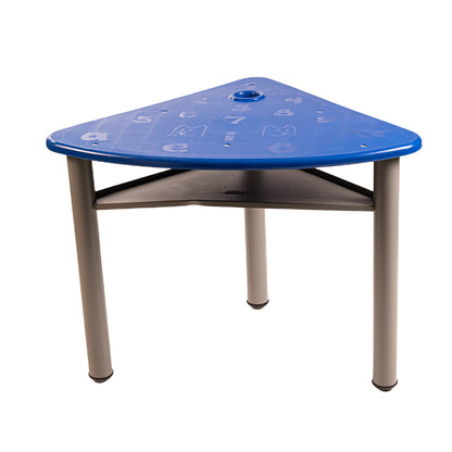 Pupitre escolar triangular con portalibros