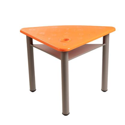 Pupitre escolar triangular con portalibros