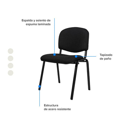 SILLA INTERLOCUTORA TAPIZADA NEGRA