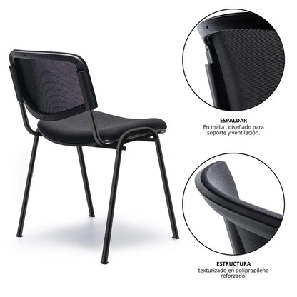 SILLA ISOCELES ESP MALLA NEGRA