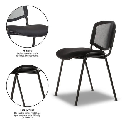 SILLA ISOCELES ESP MALLA NEGRA