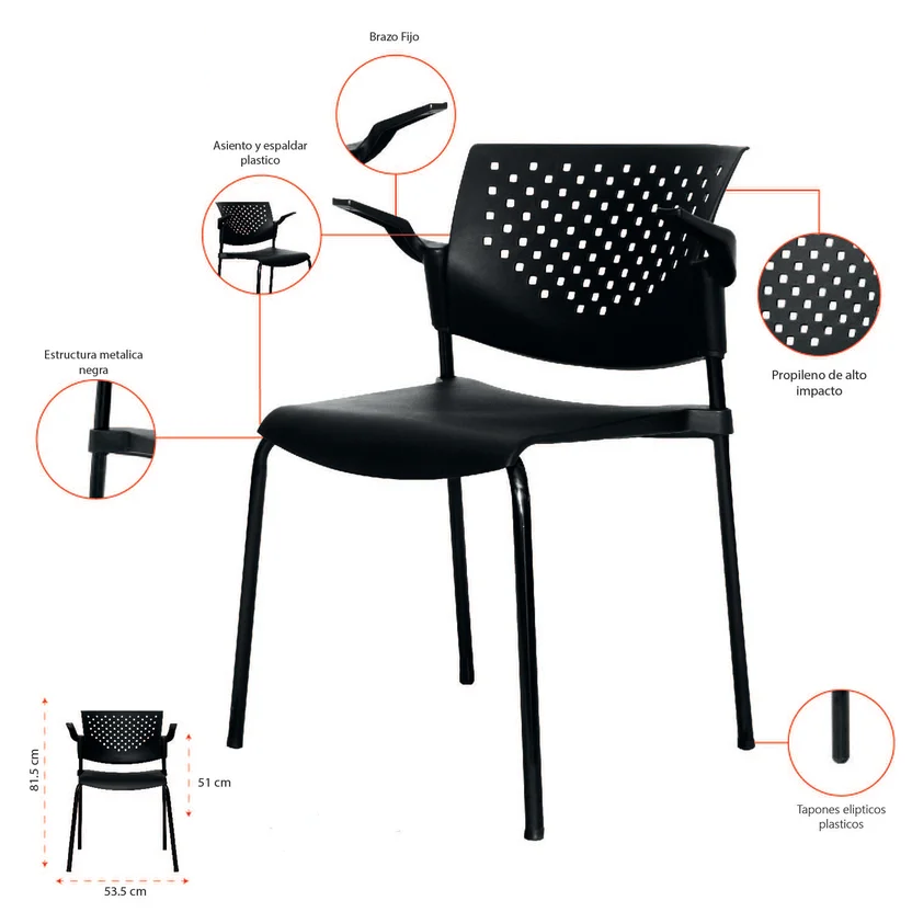 Silla Interlocutora Axis Pro Con Brazos