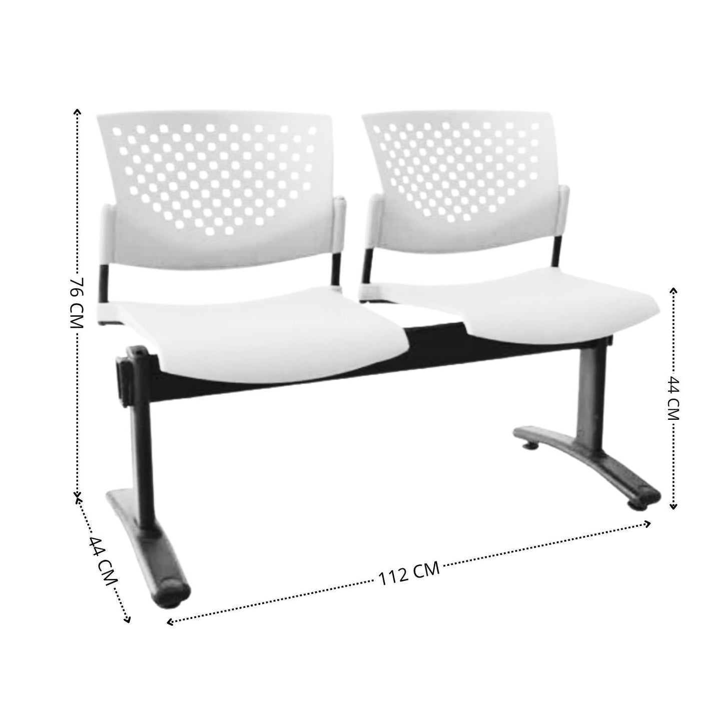 Silla Tandem 2 Puestos Base Negra Tobu
