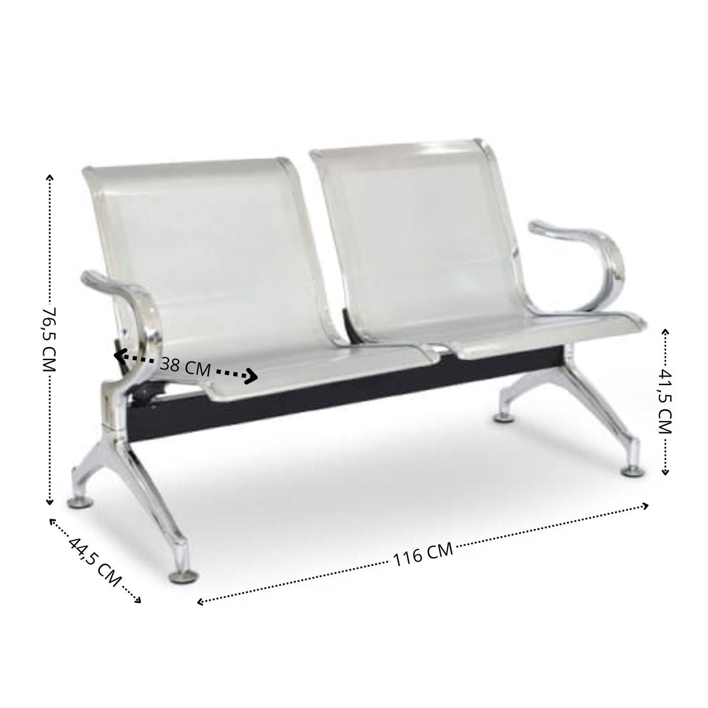 Silla Tandem 2 Puestos Cromado