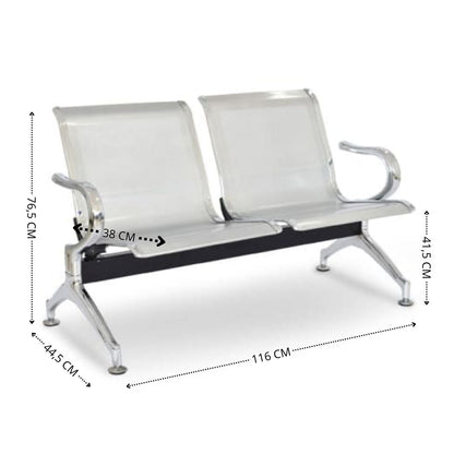 Silla Tandem 2 Puestos Cromado