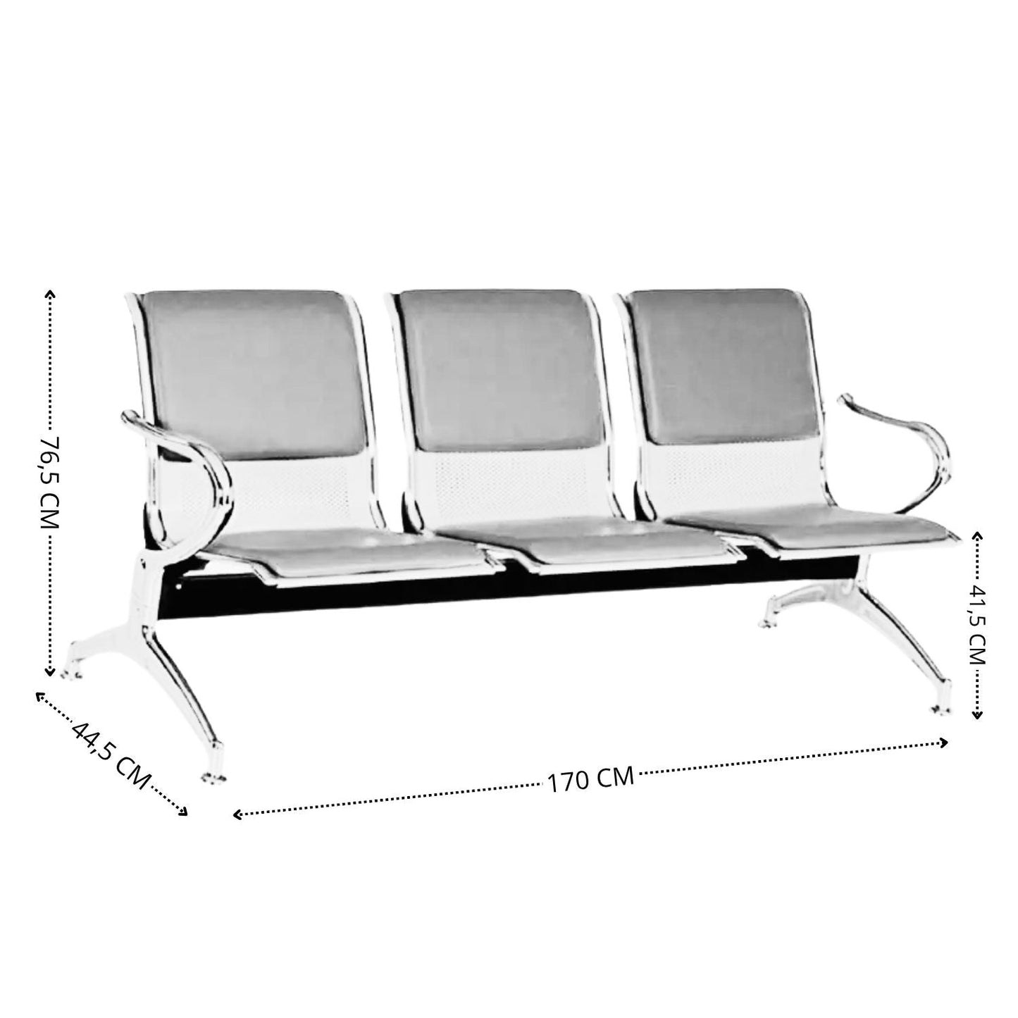Silla Tandem 3 Puestos Tapizado