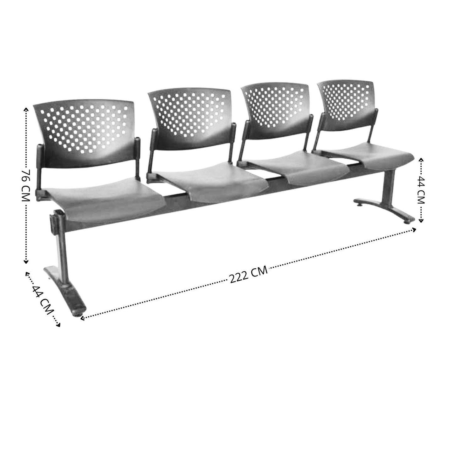 Silla Tandem 4 Puestos Base Negra Tobu