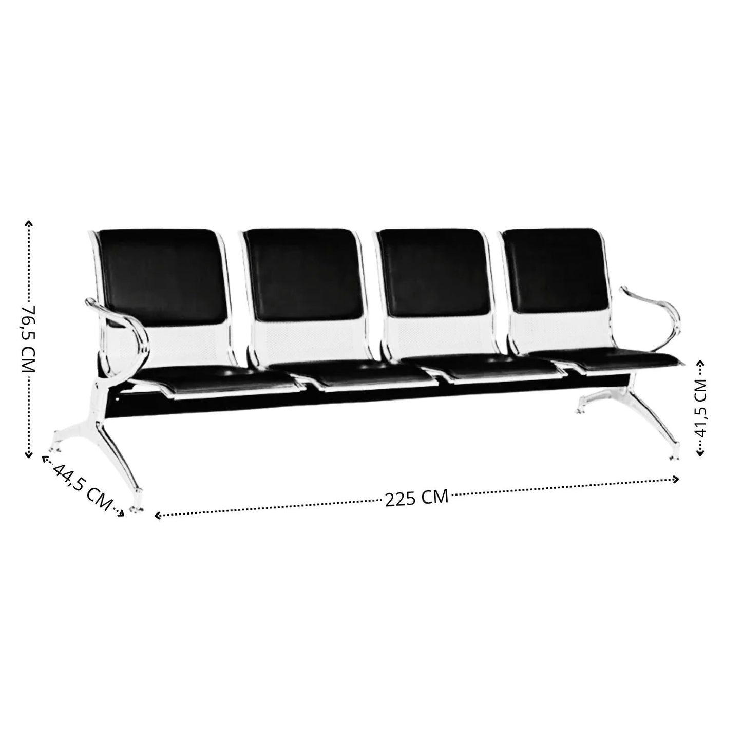 Silla Tandem 4 Puestos Tapizado
