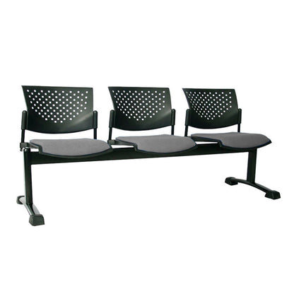 Silla Tandem Tapizado 3 Puestos Base Negra Tobu