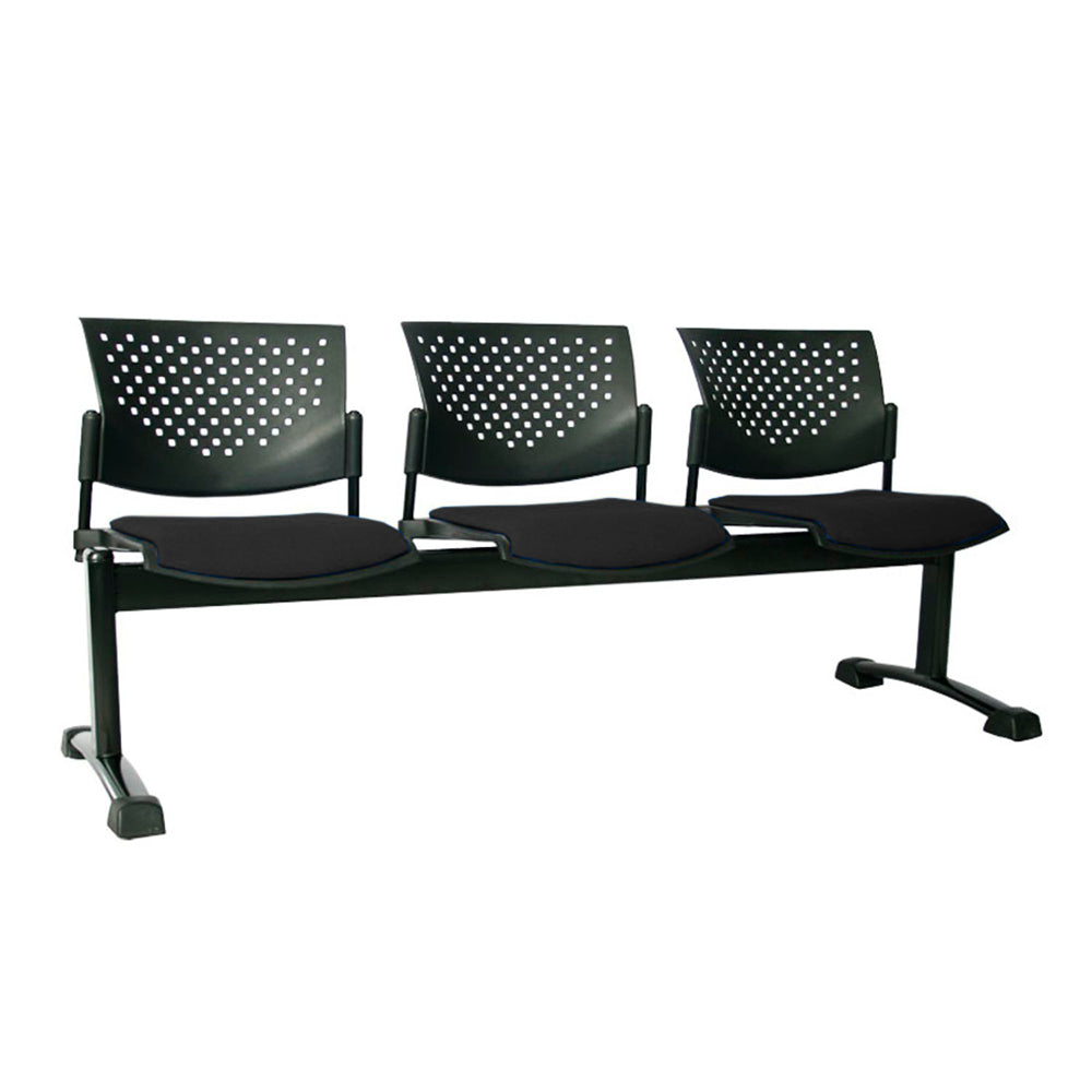 Silla Tandem Tapizado 3 Puestos Base Negra Tobu
