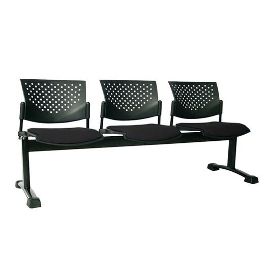 Silla Tandem Tapizado 3 Puestos Base Negra Tobu