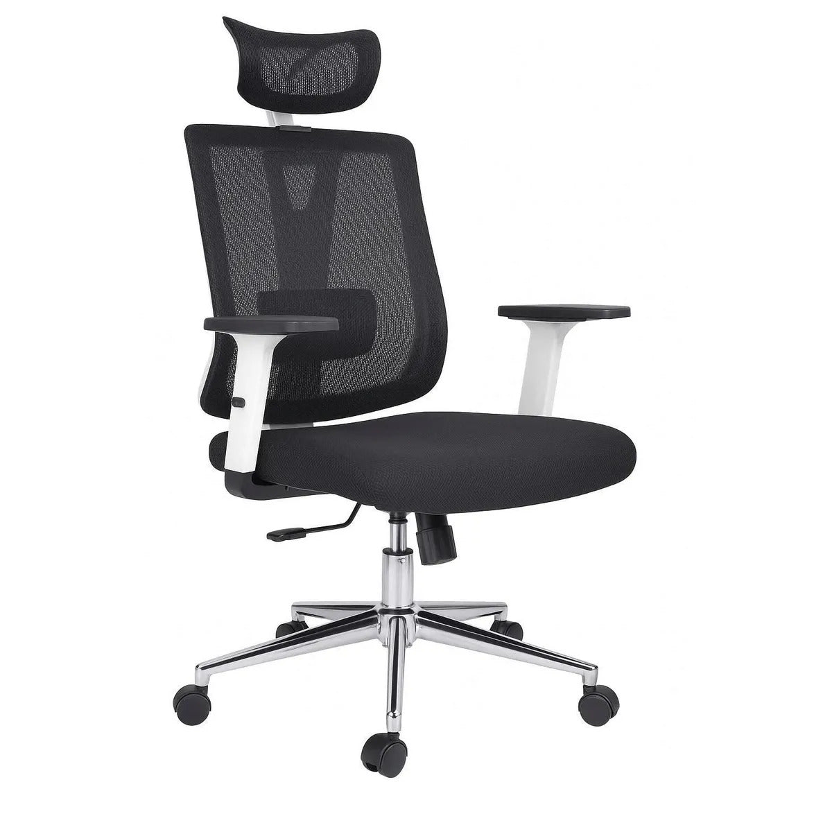Silla Astoria presidente cromo  negro blanco 2