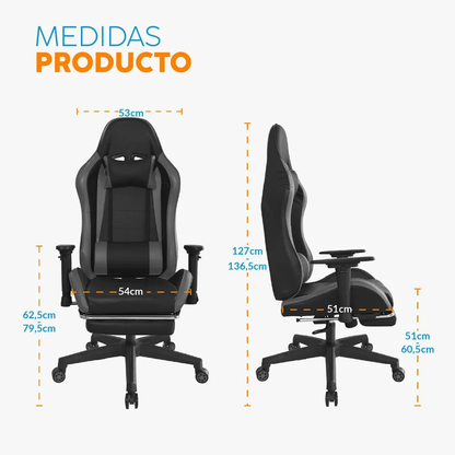 Silla Gamer Never Pro Negra Con Gris
