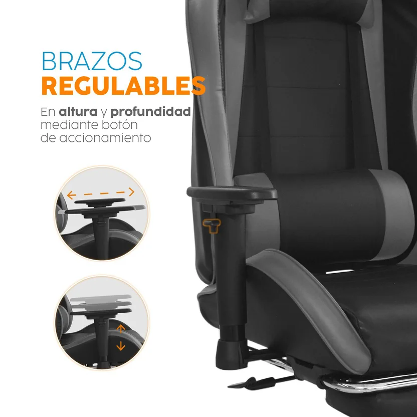 Silla Gamer Never Pro Negra Con Gris