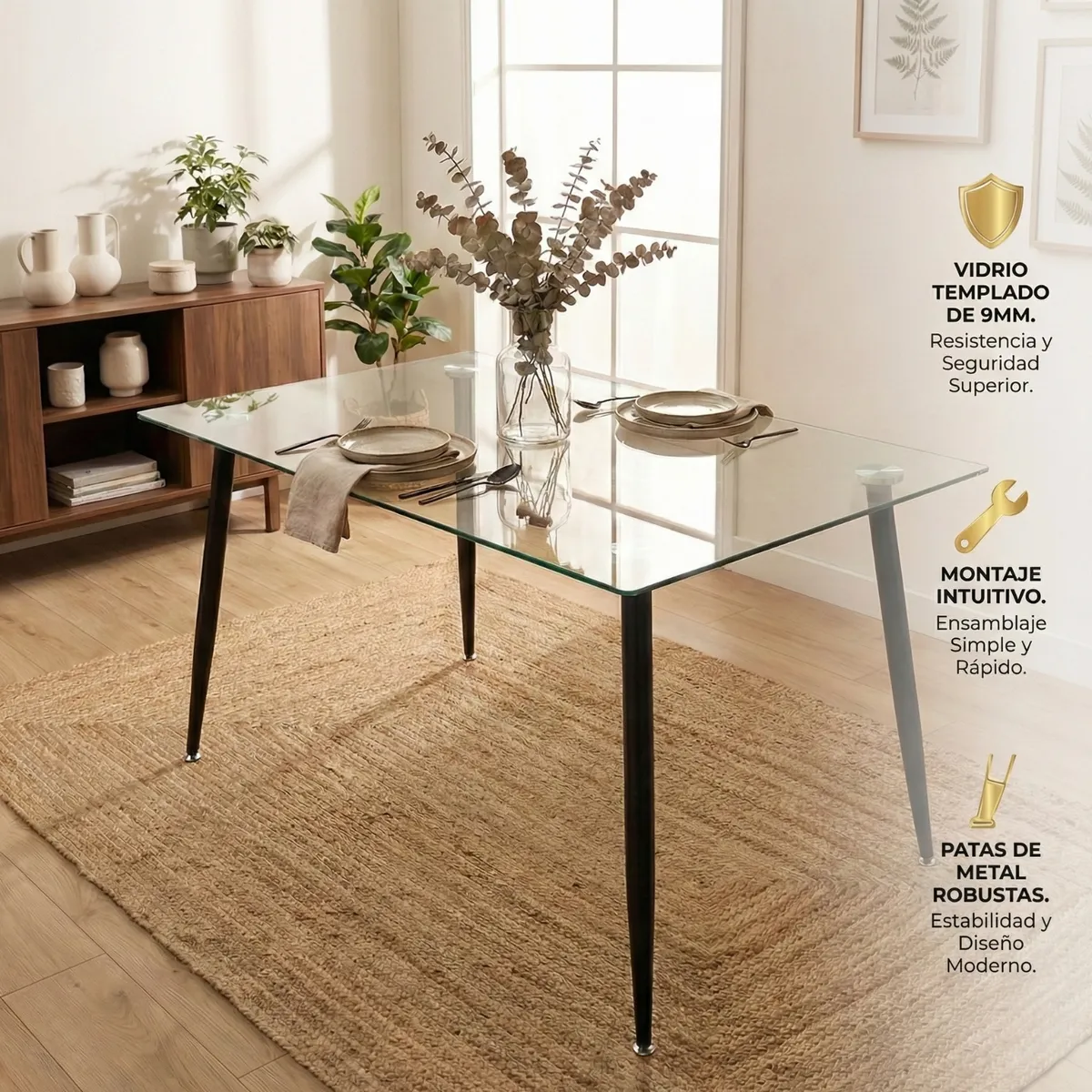 MESA SHARID 120X80 VIDRIO