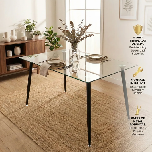 MESA SHARID 120X80 VIDRIO