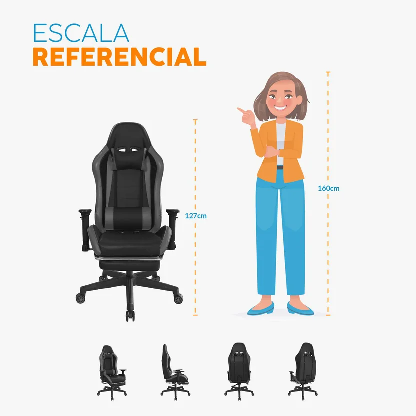 Silla Gamer Never Pro Negra Con Gris